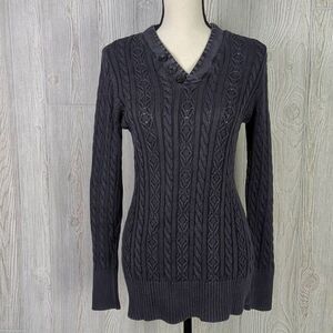 Ruff Hewn Women’s Medium Navy Blue Cable Knit Long Sleeve Pullover Sweater
